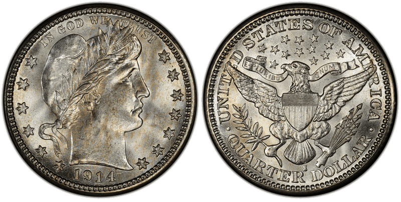 1914 (S) Barber Quarter