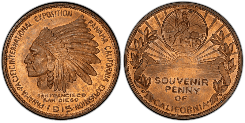 1915 Bronze Medal Panama-Pacific Expo 38mm CA Souvenir Penny