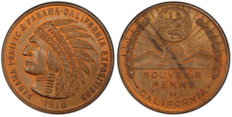 1915 Medal TC-279024 Copper Pan-Pac & Pan-Cal Expositions