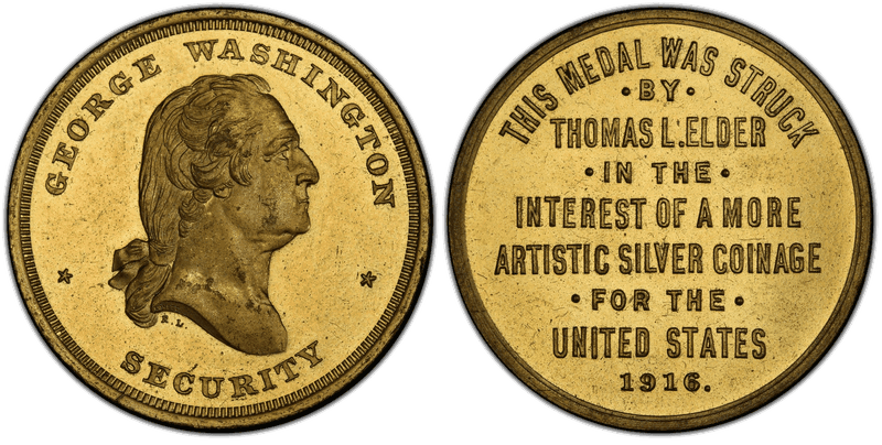 1916 Gilt Medal Baker-728A, Brass Thomas L. Elder