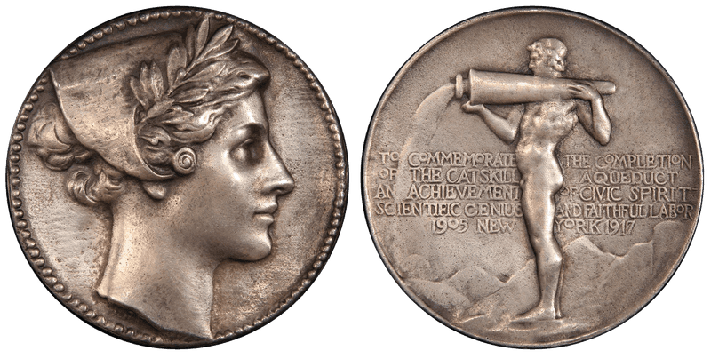 1917 Medal Medallic Art Co. Catskill Aqueduct Completion Silver