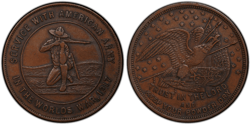 1917 Bronze So-Called Dollar HK-892, Type-I WWI Good Luck Medal