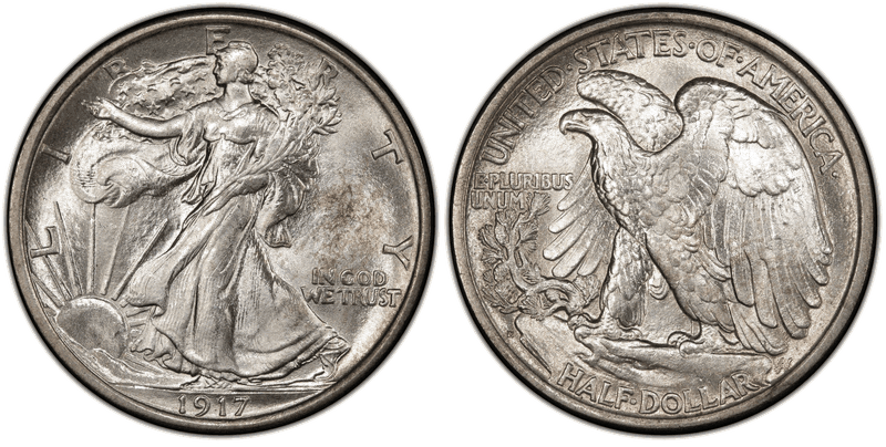 1917 (D) Walking Liberty Half Dollar - Reverse Mint Mark
