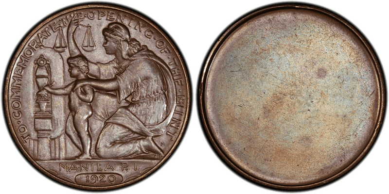 1920 Manila Mint Opening Medal - Bronze Reverse Die Trial