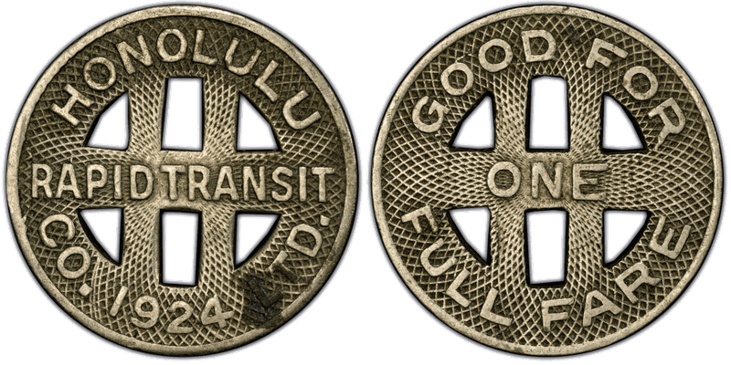 1924 Token Atwood-Coffee-HI-240-D Zn Honolulu Transit Company HI