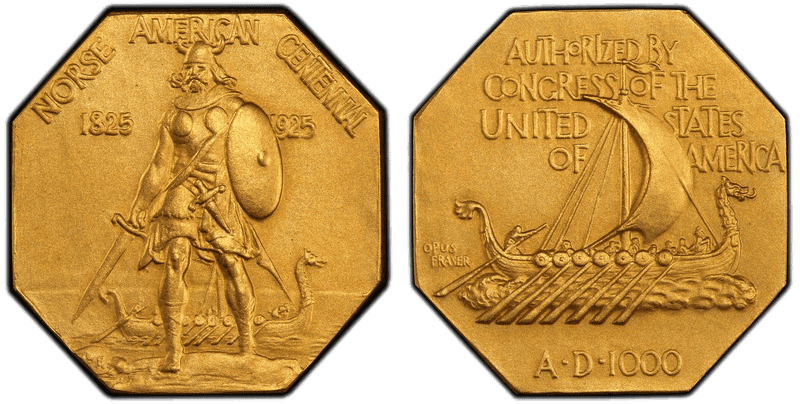 1925 Medal Norse American, Matte Gold