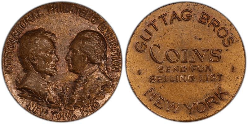 1926 Token International Philatelic Exhib. Guttag Bros. Coins Bronze NY