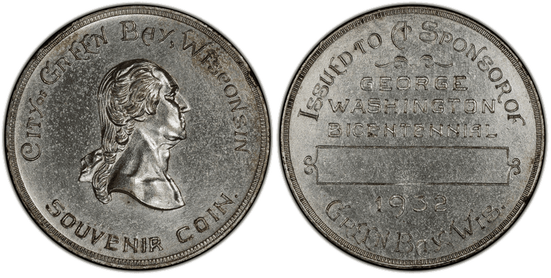 1932 Silvered Copper Medal Baker-940A, City Of Green Bay WI