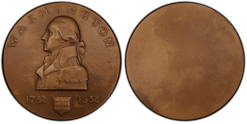 1932 Medal Washington Bicentennial Uniface Bronze 75mm, 203g