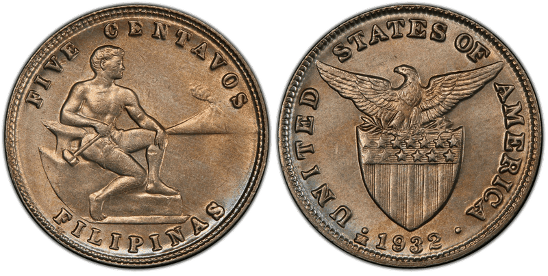 1932 Philippine Five Centavos