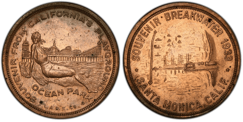 1933 Brass So-Called Dollar HK-683, Santa Monica Breakwater