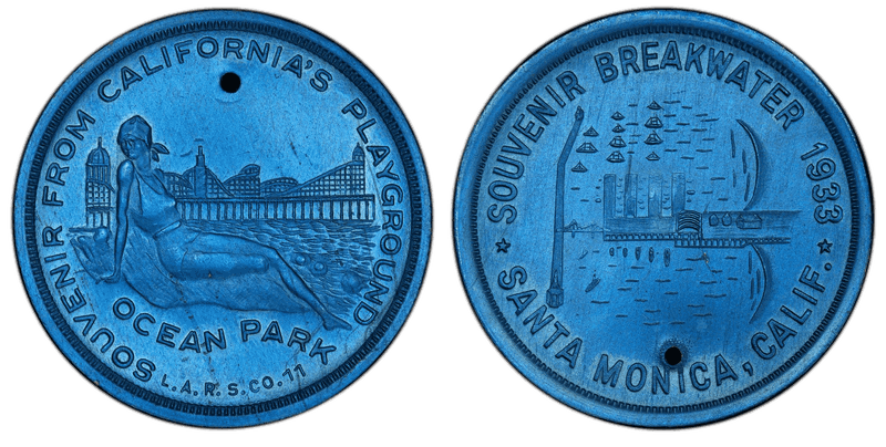 1933 HK-687a, Blue Anodized Santa Monica Breakwater So-Called Dollar