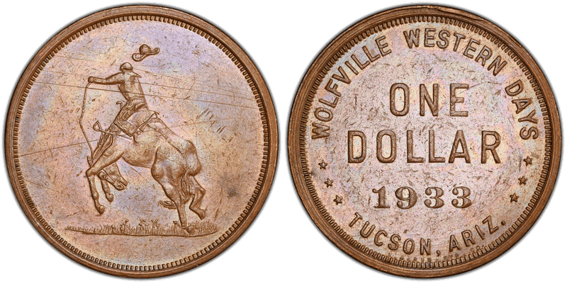 1933 Copper So-Called Dollar HK-689, Wolfville Western Days
