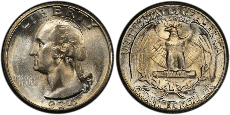 1934 Washington Quarter - Light Motto