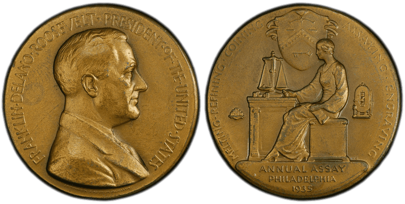 1935 Assay Commission Medal - JK-AC-80, Bronze, Franklin D. Roosevelt