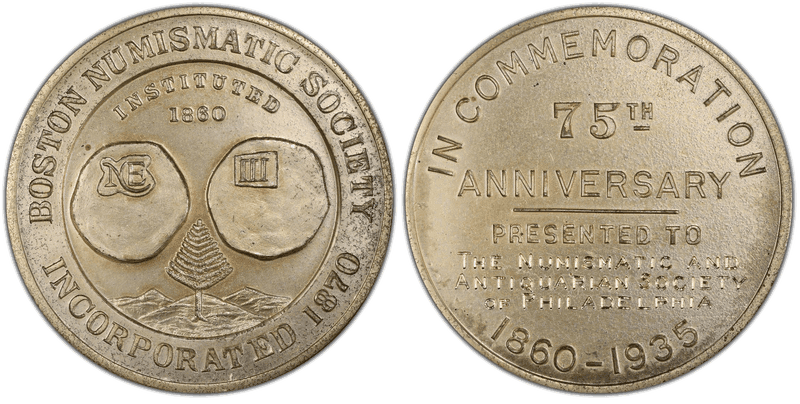 1935 Silver Medal 75th Anniversary ofBoston Numismatic Society