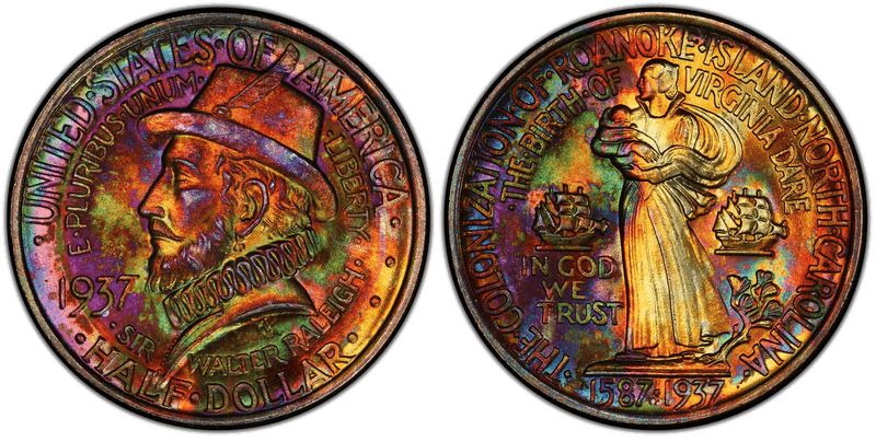 1937 Roanoke Island North Carolina 350th Anniversary Commemorative Half Dollar