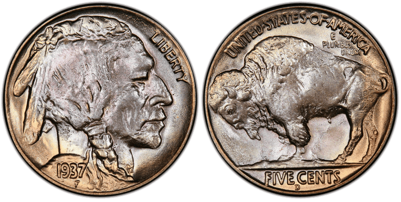 1937 (D) Buffalo Nickel - 3 Legged
