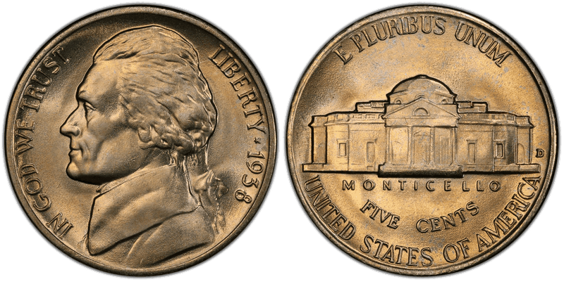 Jefferson Nickels Original Design 1938-2003