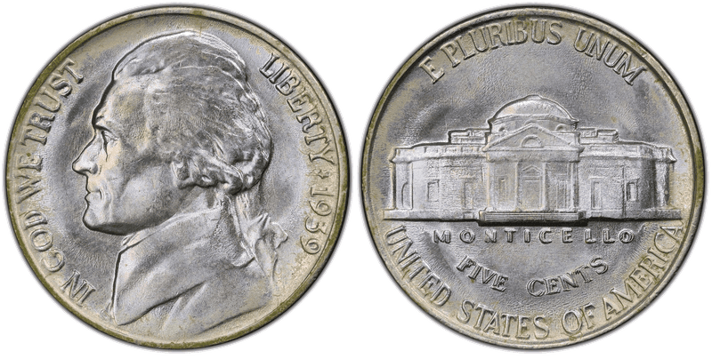 1939 Jefferson Nickel - Doubled Monticello