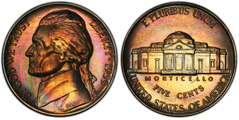 1939 Proof Jefferson Nickel - Reverse of 1938