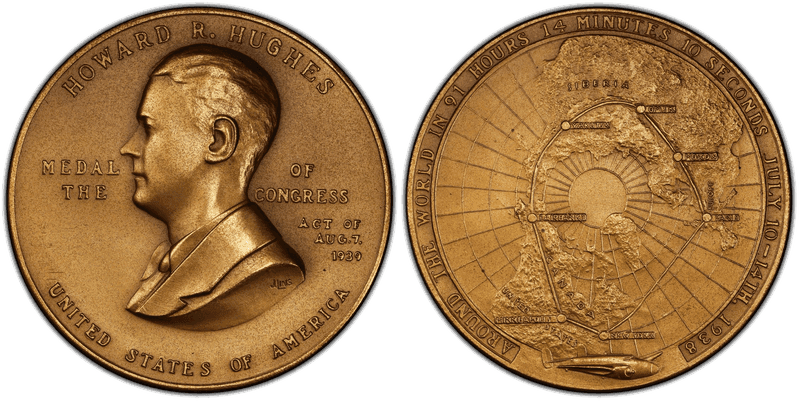 1939 Medal Congressional "Gold" Medal Howard R. Hughes Bronze 70mm
