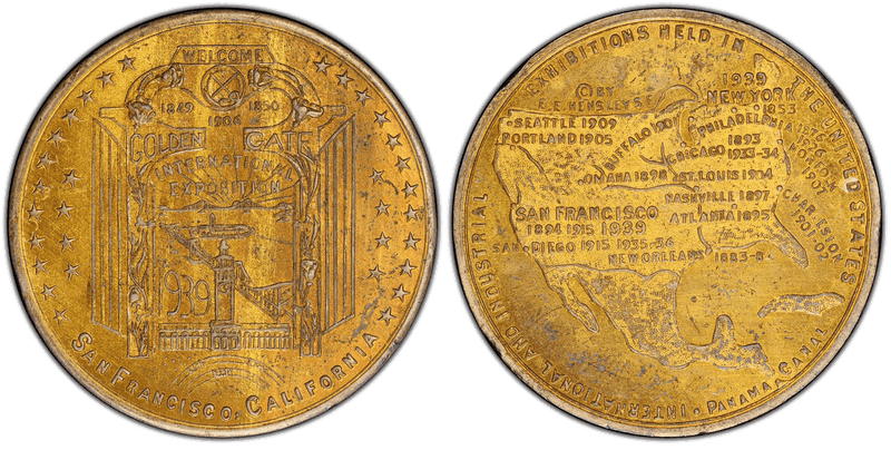 1939 So-Called Dollar HK-478, Var Bronze Golden Gate International Expo.