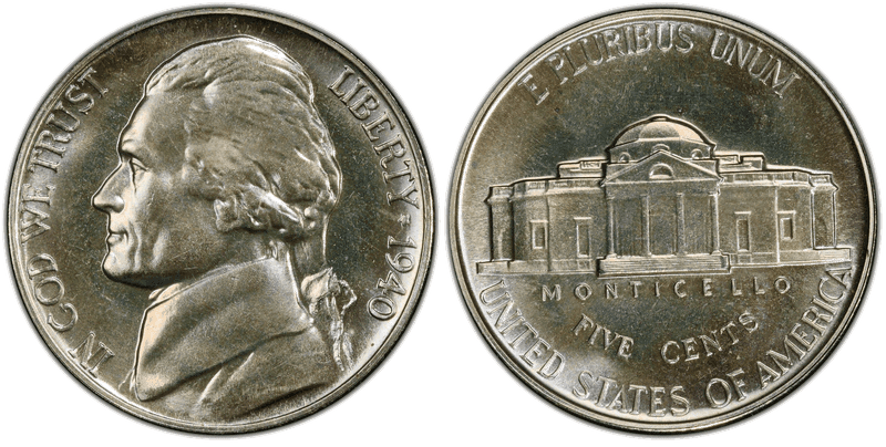 1940 Proof Jefferson Nickel - Reverse of 1940