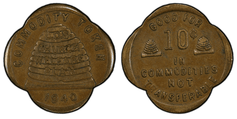1940 TC-43010 Brass L.D.S. Church Welfare Plan UT Dime