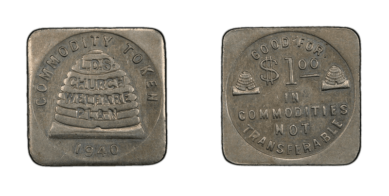 1940 TC-43013 White Metal L.D.S. Church Welfare Plan UT Dollar