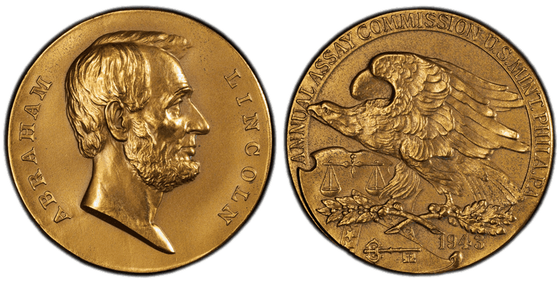 1943 Assay Commission Medal - JK-AC-88, Bronze, Abraham Lincoln