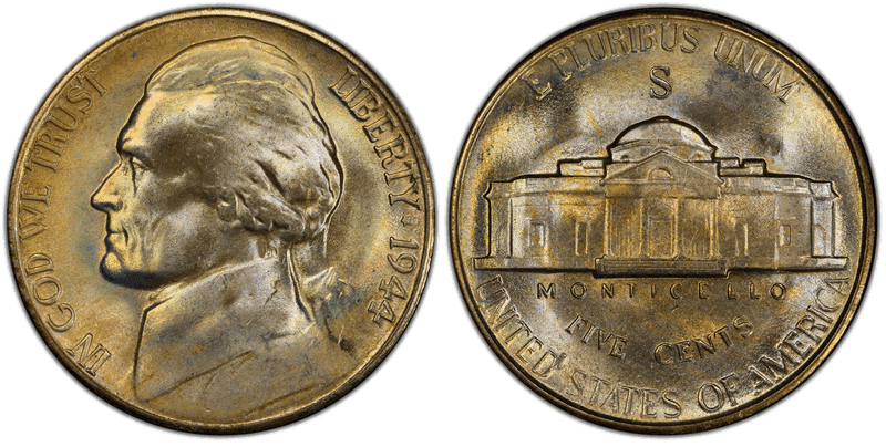 1944 (S) Jefferson Nickel - Wartime Silver Alloy