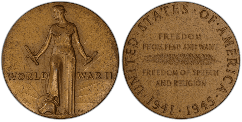 1945 Brass So-Called Dollar HK-910, WWII Victory Medal