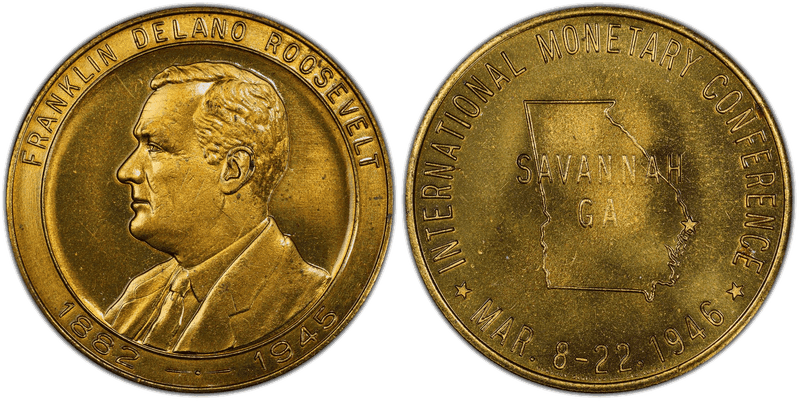 1946 So-Called Dollar HK-495, Var Brass F.D.R.-Monetary Conference