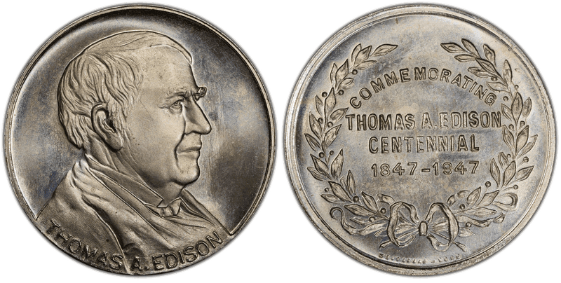 1947 Medal Thomas A. Edison Centennial Copper-Ni-Zn