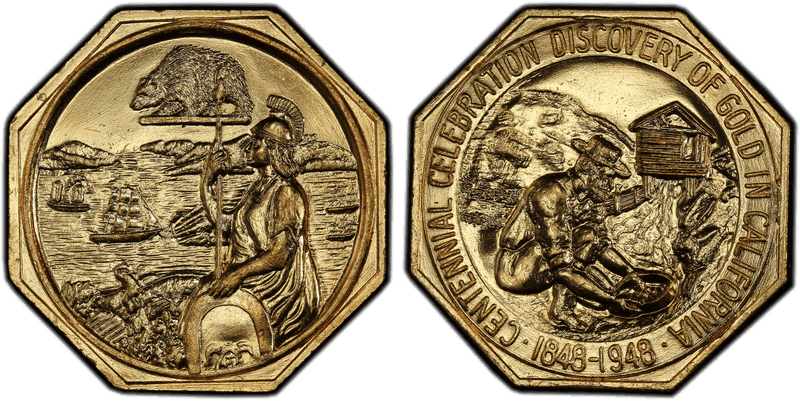 1948 HK-497, Cal Gold Cent. Plated Type 1 Dollar