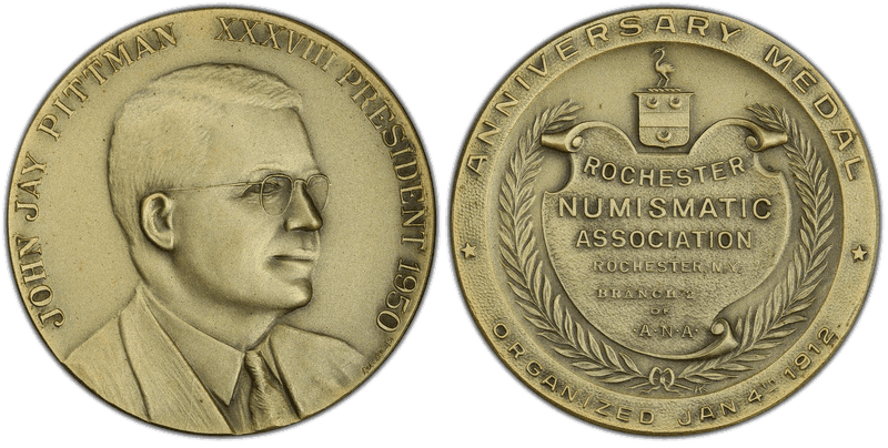1950 Medal John Jay Pittman Antique Brass 33rd RNA President