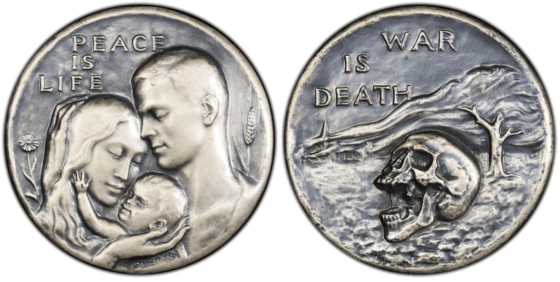 1950 Medal Peace & War Silvered Bronze Medallic Art Co., NY