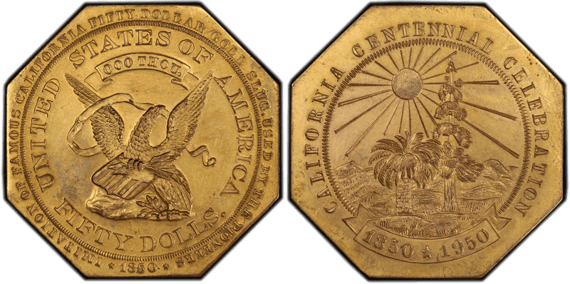 1950 Bronze So-Called Dollar HK-503, Official Dollar CA Statehood Centennial