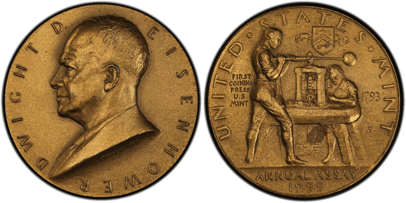 1955 Assay Commission Medal - JK-AC-99, Bronze, Dwight D. Eisenhower