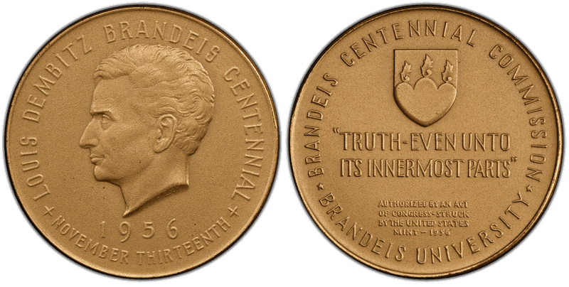 1956 Bronze Medal D1956-2b, Brandeis Centennial