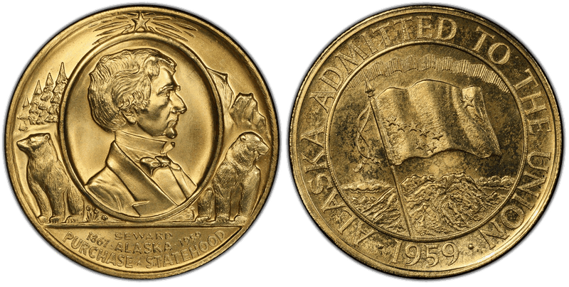 (1959) Gold So-Called Half Dollar, Alaska Statehood