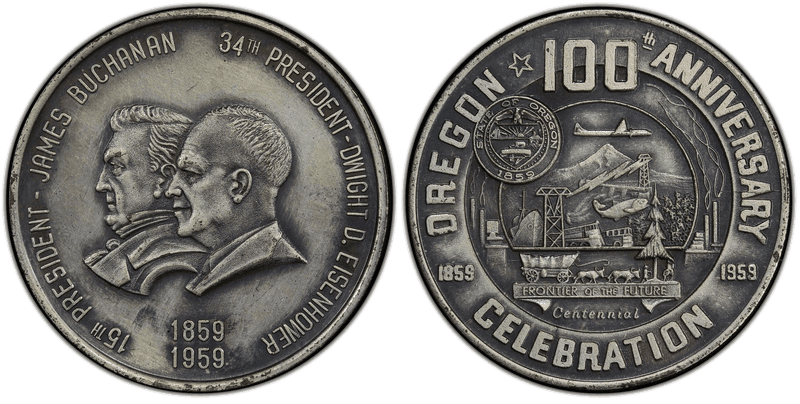 1959 HK-553, Antiqued Oregon Statehood Centennial Dollar