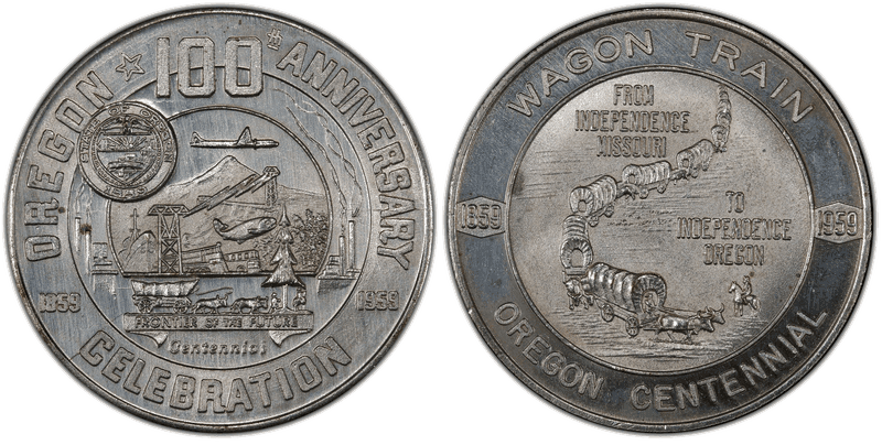 1959 HK-558, Silver-Plated, Wagon Train OR Statehood Centennial Dollar