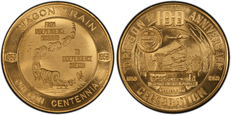 1959 HK-559, Gilt-Brz, Wagon Train OR Statehood Centennial Dollar