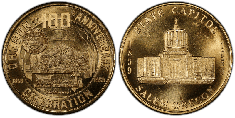 1959 HK-562, Gilt-Brz, Salem OR Statehood Centennial Dollar