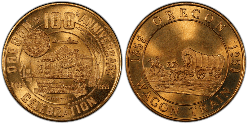 1959 HK-563, Gilt-Brz, Wagon Train OR Statehood Centennial Dollar