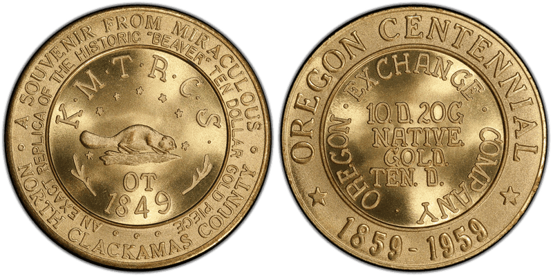 1959 HK-573, Oreide, Beaver OR Statehood Centennial Dollar