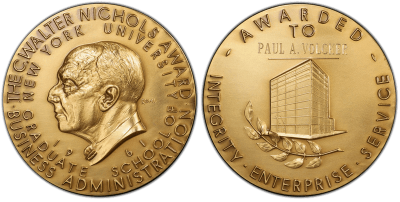 1961 Medal C. Walter Nichols Award NYU 76mm Bronze Medallic Art Co. Danbury, CT
