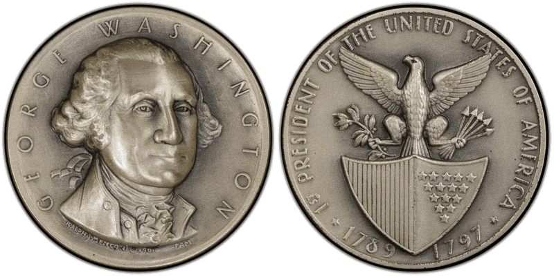 1961 Medal George Washington Matte Silver Medallic Art Co., NY(Special Strike)